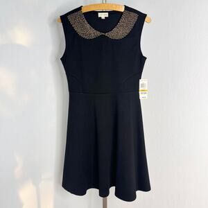 NWT Madison Jules Fit and Flare Dress Beaded Petter Pan Collar Office Small